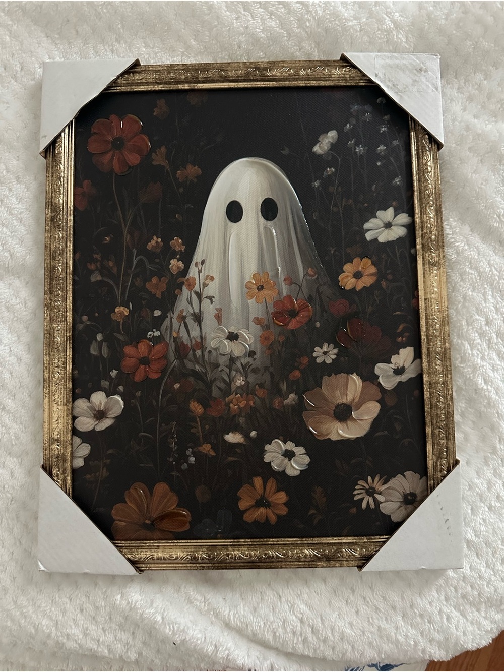 Charming Ghost Floral Wall Art - White & Brown
